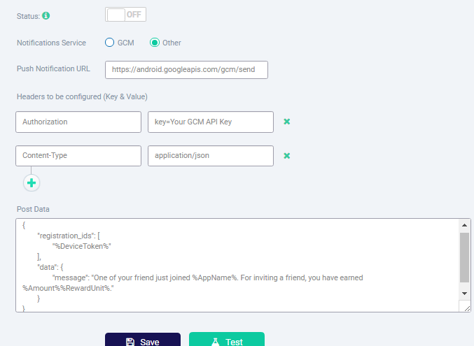 Custom Message Template for 3rd Party Push Messaging services