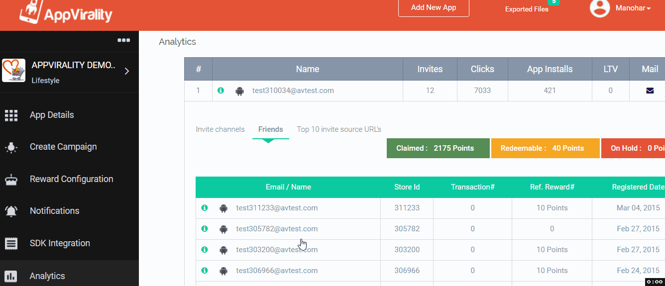 Device Info & Events registered for Device sessions