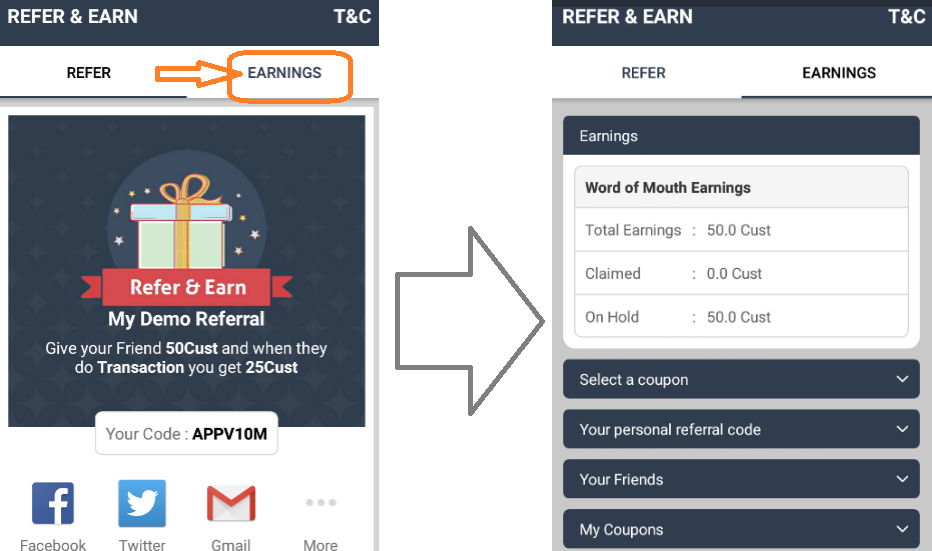 Navigate to Earnings tab