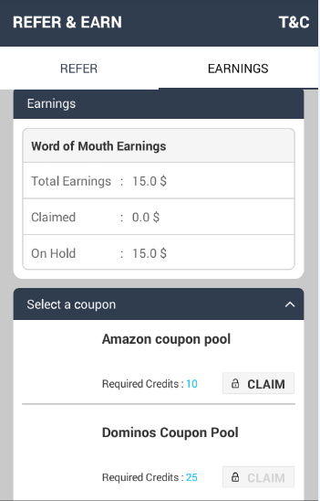 referrer earnings screen