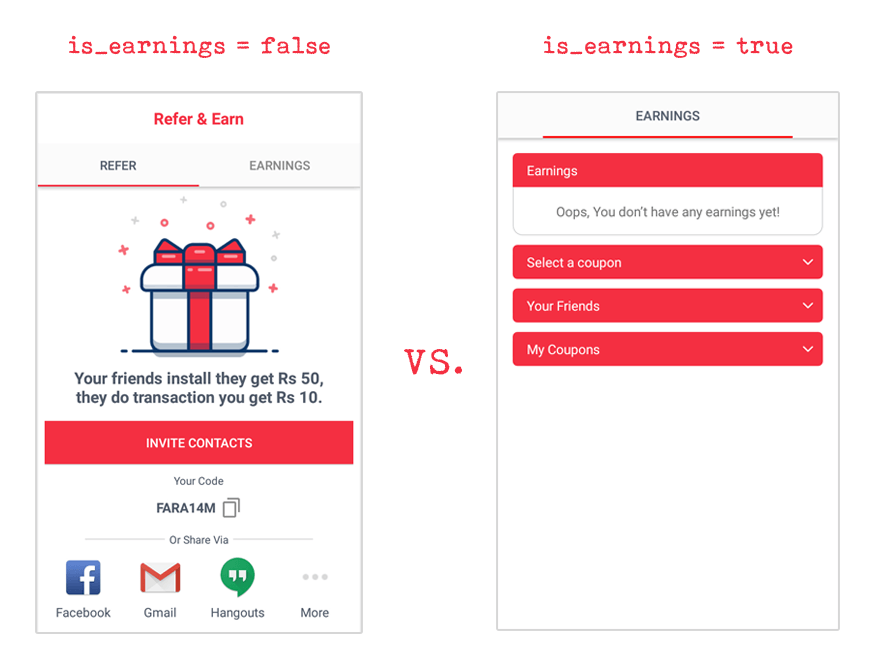 Referral Screen || Earnings Screen